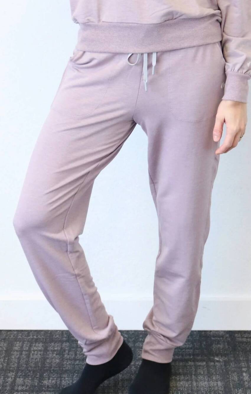 NEW THRIVE SOCIETE rib trim sweatpants in lavender